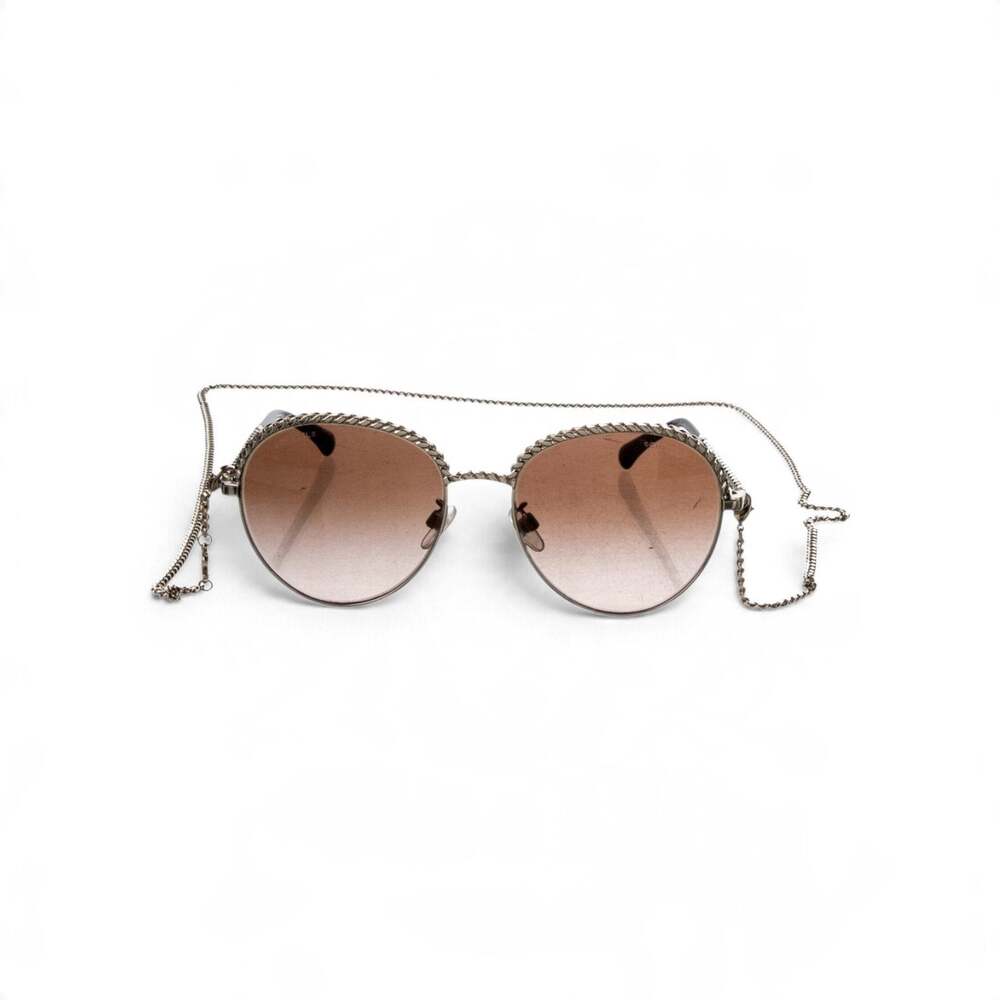 Authentic Chanel Interlocking CC Gold-tone Round Sunglasses
